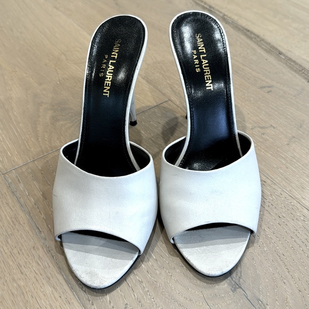 Saint Laurent white grogeous classy heels! La 16 mules